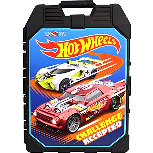 Hot Wheels 30-Car Storage Case – Organizer with Handle for 1:64 Die-Cast Cars, Portable Travel Carrying Case for Kids, Boys, and Collectors – Durable Toy Vehicle Holder