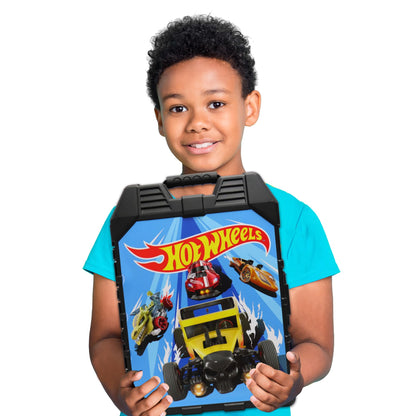 Hot Wheels 30-Car Storage Case – Organizer with Handle for 1:64 Die-Cast Cars, Portable Travel Carrying Case for Kids, Boys, and Collectors – Durable Toy Vehicle Holder
