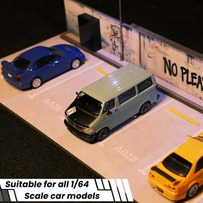 1/64 Diorama Display Case,Display Case for Hotwheels,Graffiti Scene with LED,Display for 1/64 Diorama Matchbox & Hotwheels Cars
