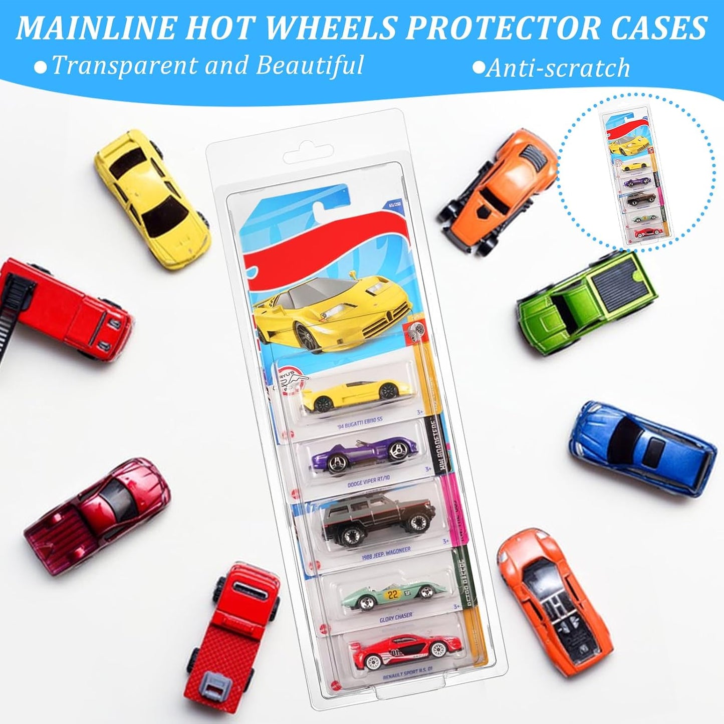 6 Pack of 5 Set Car Protector Case for Hot Wheels Mainline,Protector Packs Compatible with Hot Wheels Model,5 Car Clamshell Display Clamshell Cases Plastic Display Protective Case for Hot Wheel