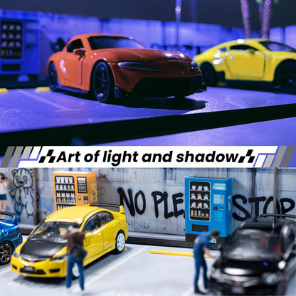 1/64 Diorama Display Case,Display Case for Hotwheels,Graffiti Scene with LED,Display for 1/64 Diorama Matchbox & Hotwheels Cars