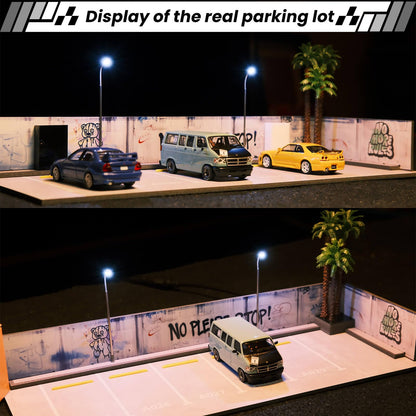 1/64 Diorama Display Case,Display Case for Hotwheels,Graffiti Scene with LED,Display for 1/64 Diorama Matchbox & Hotwheels Cars