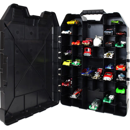 Hot Wheels 30-Car Storage Case – Organizer with Handle for 1:64 Die-Cast Cars, Portable Travel Carrying Case for Kids, Boys, and Collectors – Durable Toy Vehicle Holder