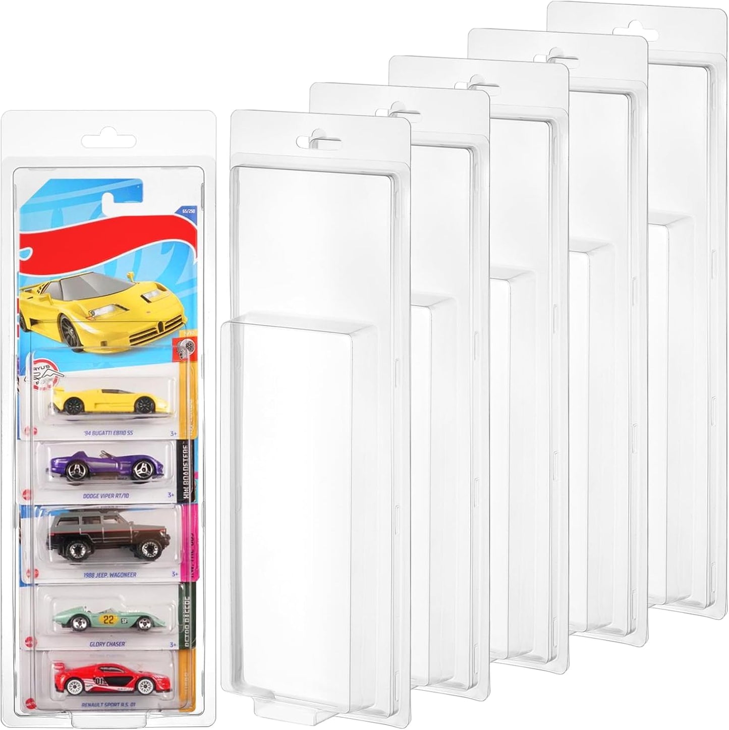 6 Pack of 5 Set Car Protector Case for Hot Wheels Mainline,Protector Packs Compatible with Hot Wheels Model,5 Car Clamshell Display Clamshell Cases Plastic Display Protective Case for Hot Wheel