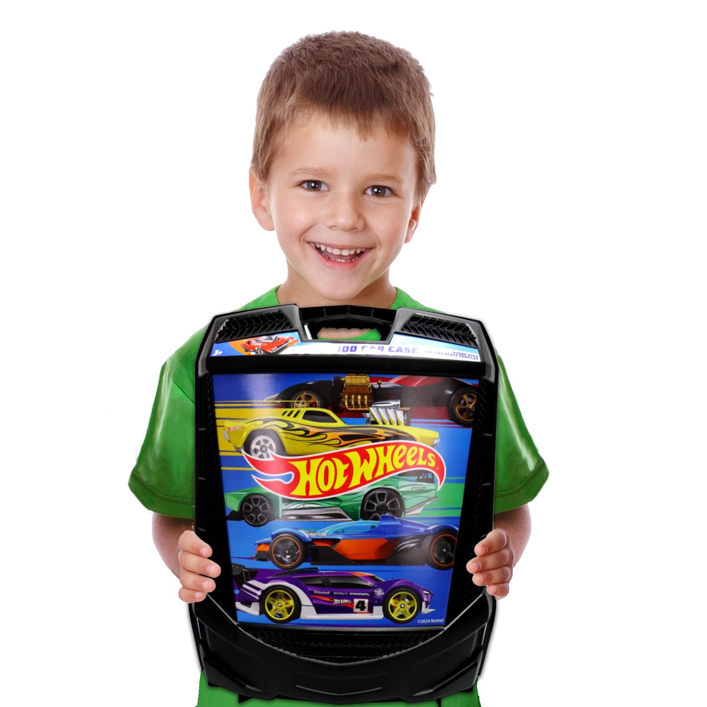 Hot Wheels 30-Car Storage Case – Organizer with Handle for 1:64 Die-Cast Cars, Portable Travel Carrying Case for Kids, Boys, and Collectors – Durable Toy Vehicle Holder