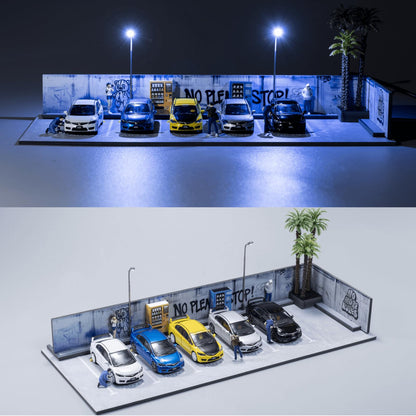 1/64 Diorama Display Case,Display Case for Hotwheels,Graffiti Scene with LED,Display for 1/64 Diorama Matchbox & Hotwheels Cars