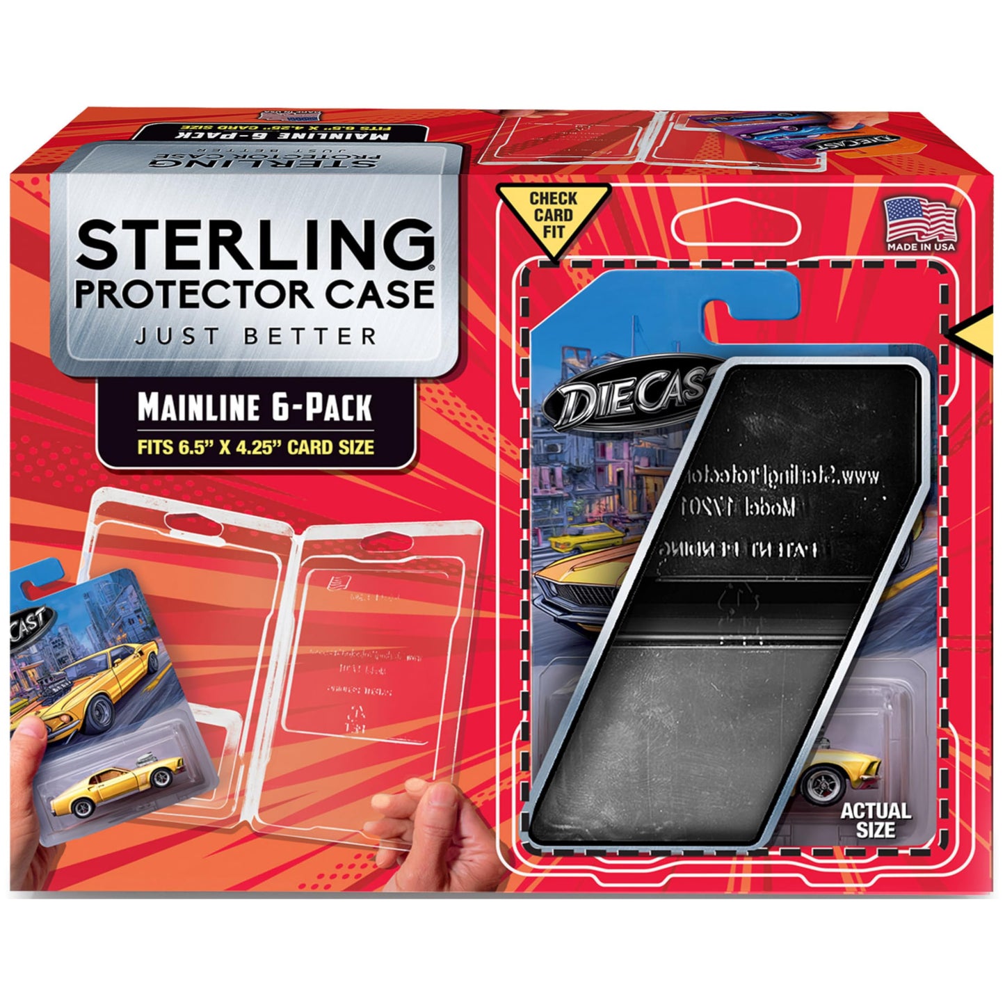 Sterling Protector Case Model 17201 Mainline for Hot Wheels & Matchbox Diecast, Fits Card Size 6.5 x 4.25 inches