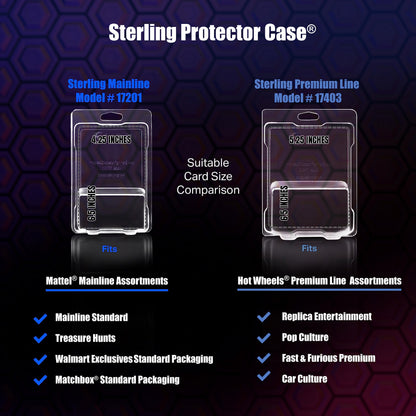 Sterling Protector Case Model 17403 Premium Line 30 Pack for Hot Wheels Premium Diecast, Fits Card Size 6.5 x 5.25 inches Durable Acid-Free Clear Storage Clamshell