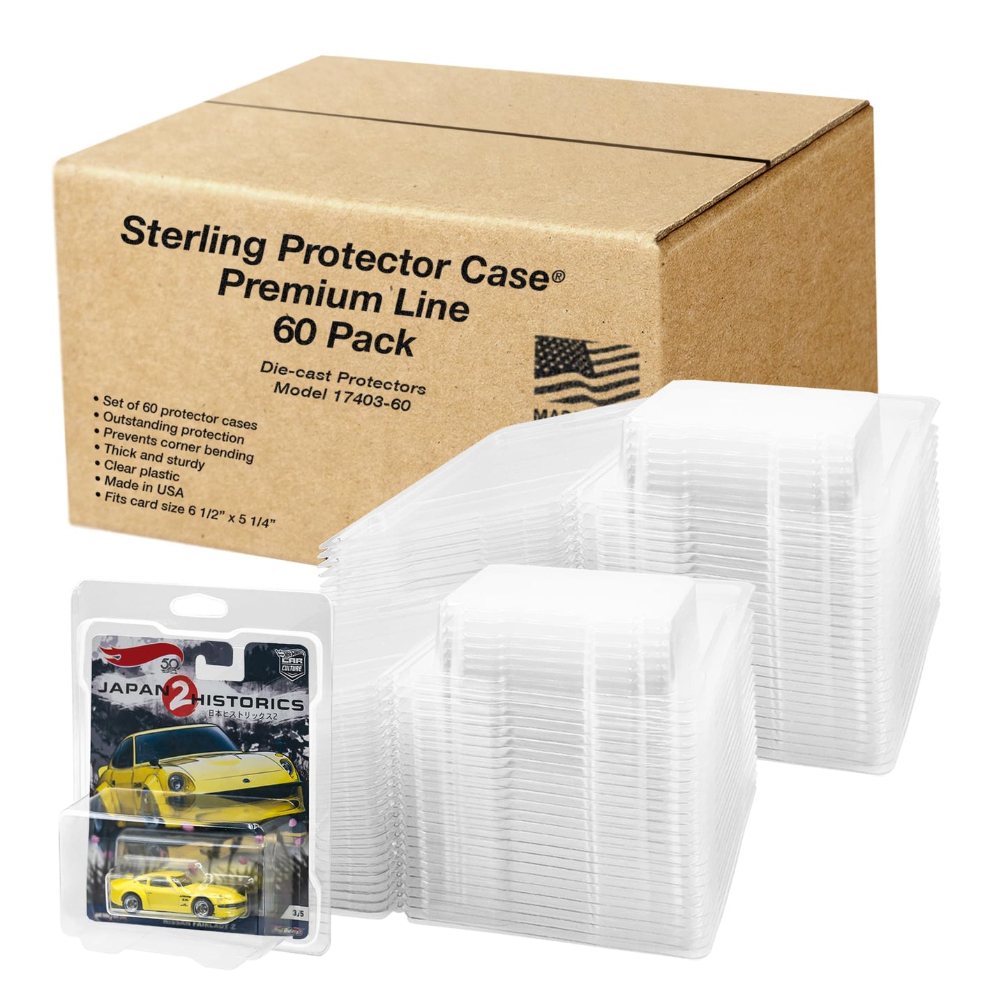 Sterling Protector Case Model 17403 Premium Line 30 Pack for Hot Wheels Premium Diecast, Fits Card Size 6.5 x 5.25 inches Durable Acid-Free Clear Storage Clamshell