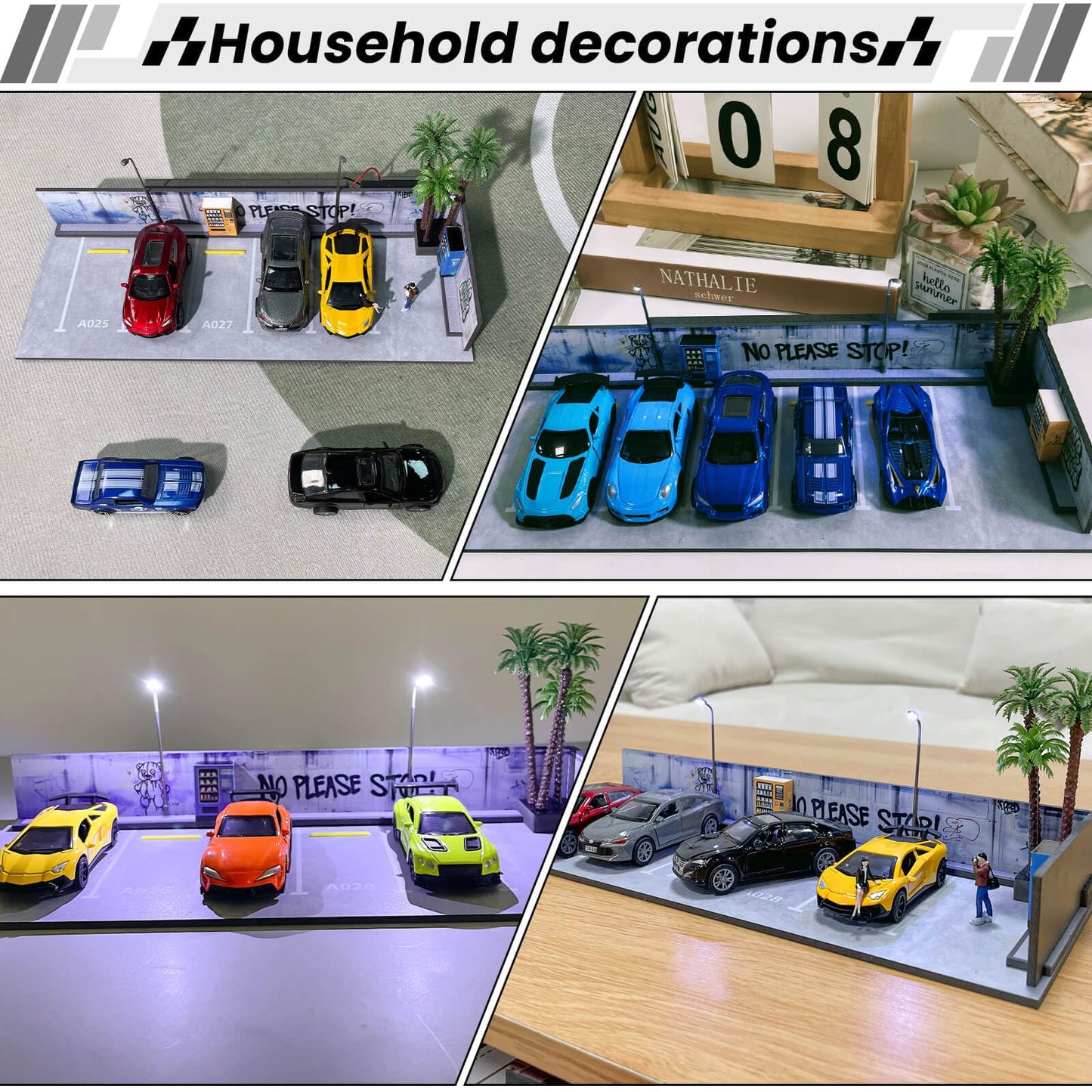 1/64 Diorama Display Case,Display Case for Hotwheels,Graffiti Scene with LED,Display for 1/64 Diorama Matchbox & Hotwheels Cars
