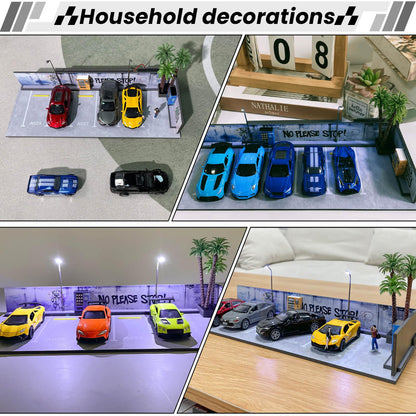 1/64 Diorama Display Case,Display Case for Hotwheels,Graffiti Scene with LED,Display for 1/64 Diorama Matchbox & Hotwheels Cars