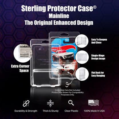 Sterling Protector Case Model 17201 Mainline for Hot Wheels & Matchbox Diecast, Fits Card Size 6.5 x 4.25 inches